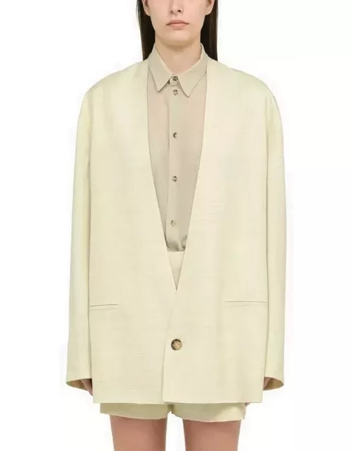 Light yellow single-breasted jacket in linen blend