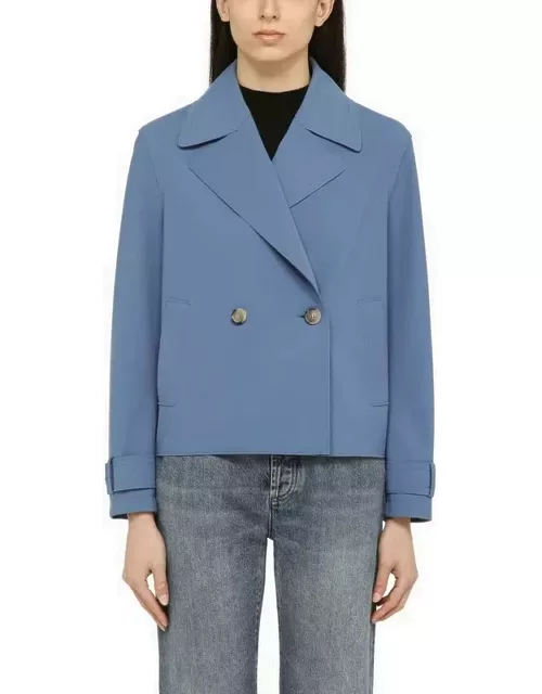 Blue denim double-breasted jacket in nylon