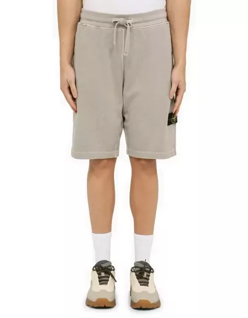 Grey cotton bermuda shorts with drawstring