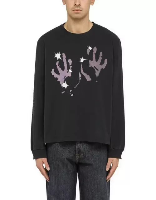 Purple cotton crewneck sweatshirt with print