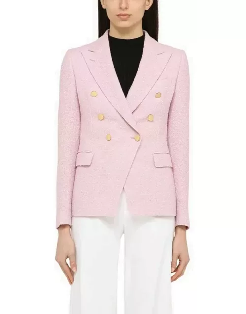 Pink linen-blend double-breasted jacket