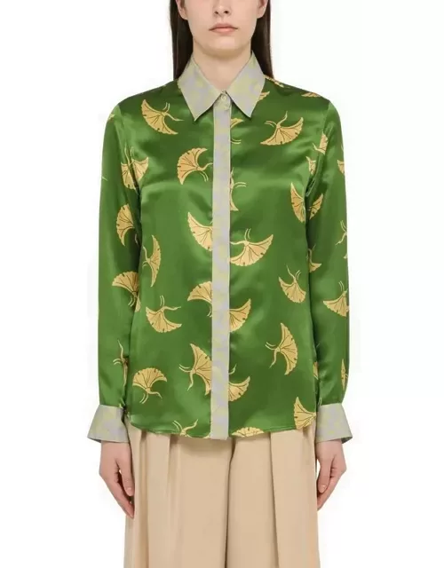 Green shirt with silk print