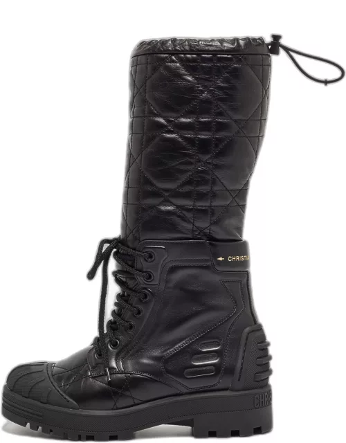 Dior Black Cannage Leather Dioriron Combat Boot