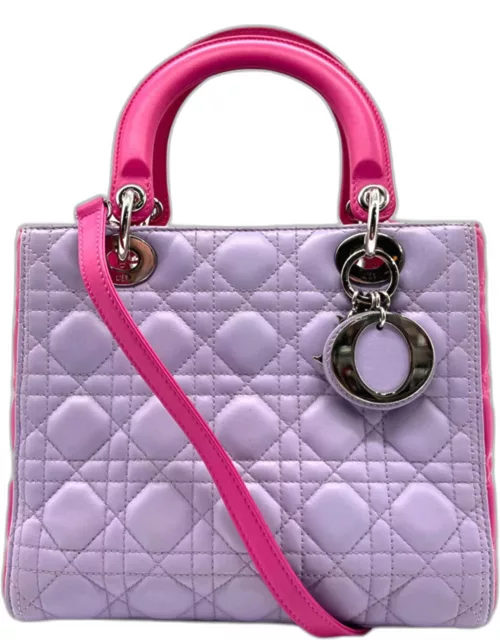 Dior Pink Cannage Leather Medium Lady Dior Tote Bag