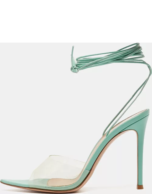 Gianvito Rossi Green Leather Ankle Wrap Sandal