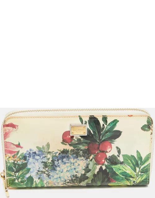 Dolce & Gabbana Multicolor Printed Patent Leather Zip Around Continental Wallet