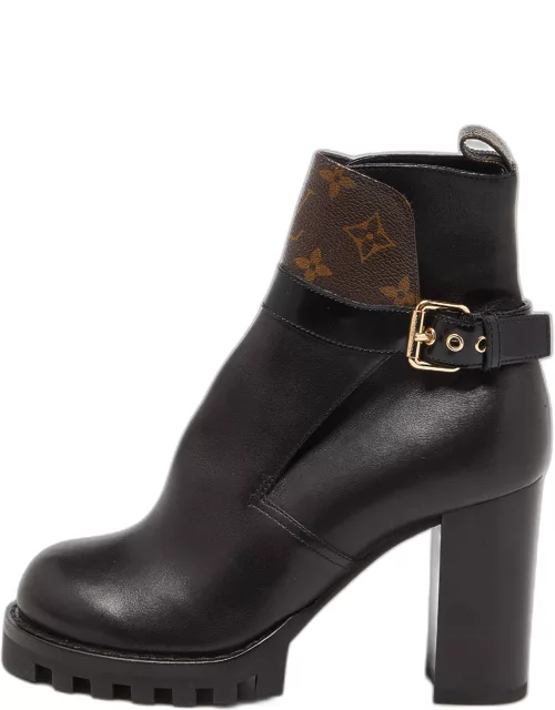 Louis Vuitton Black/Brown Monogram Canvas and Leather Ankle Length Boot