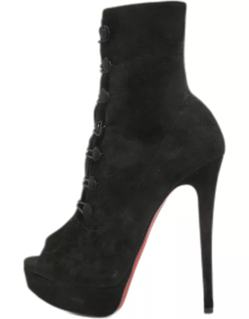 Christian Louboutin Black Suede Lady Tutu Ankle Boot