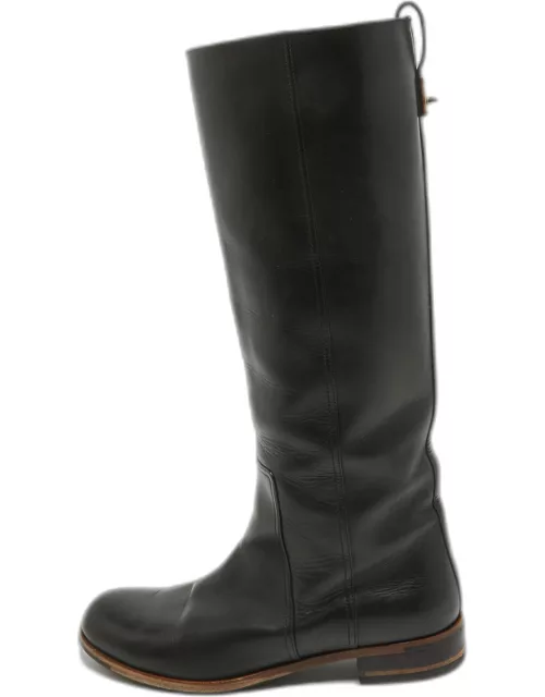 Fendi Black Leather Knee Length Boot