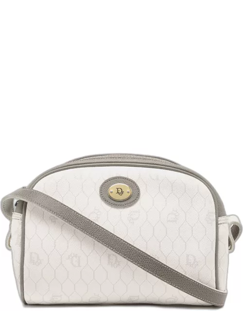 Dior White/Grey Honeycomb Coated Canvas Shoulder Bag