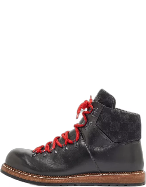 Louis Vuitton Black Leather and Fabric Oberkampf Boot