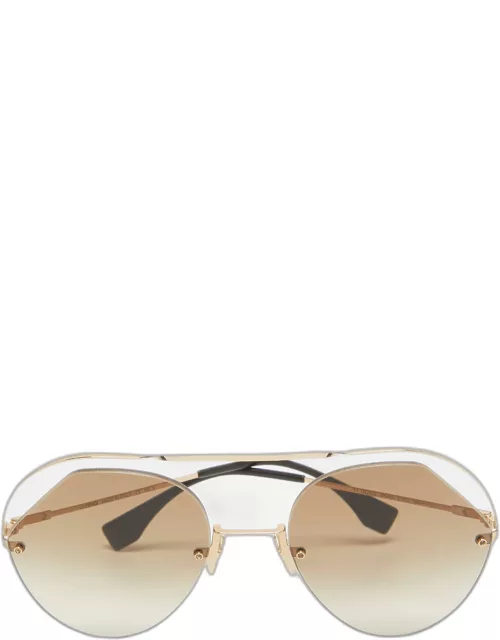 Fendi Gold/Brown Gradient FF 0326/S Rimless Sunglasse