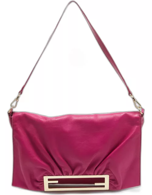 Fendi Fuchsia Leather Flap Shoulder Bag