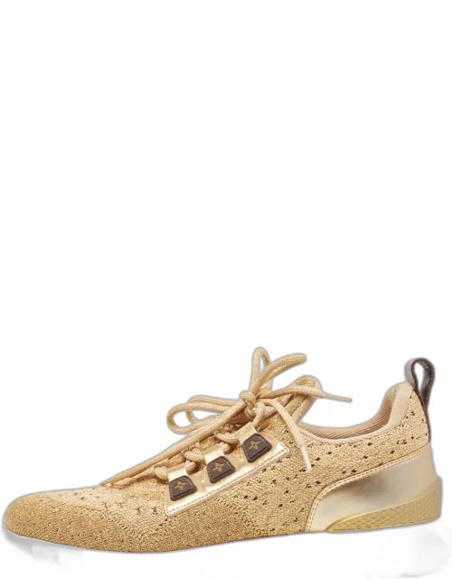 Louis Vuitton Gold Knit Fabric and Leather Aftergame Sneaker