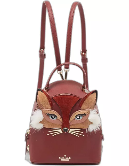 Kate Spade Burgundy Leather So Foxy Fox Convertible Backpack