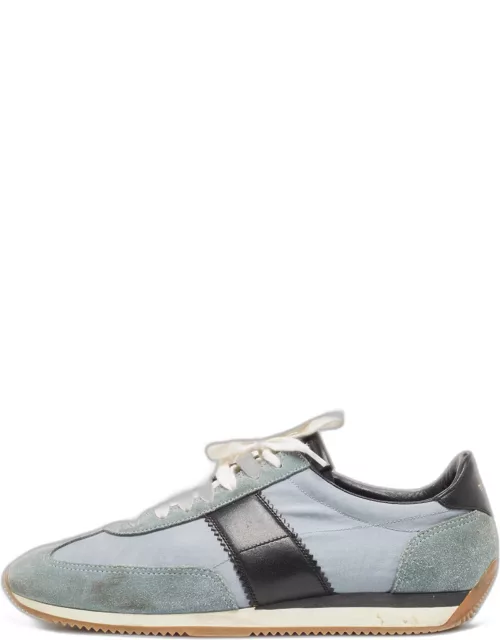 Tom Ford Blue Suede and Fabric Low Top Sneaker