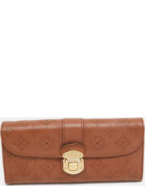 Louis Vuitton Cognac Monogram Mahina Leather Amelia Wallet