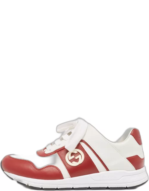Gucci White/Red Leather Interlocking G Sneaker