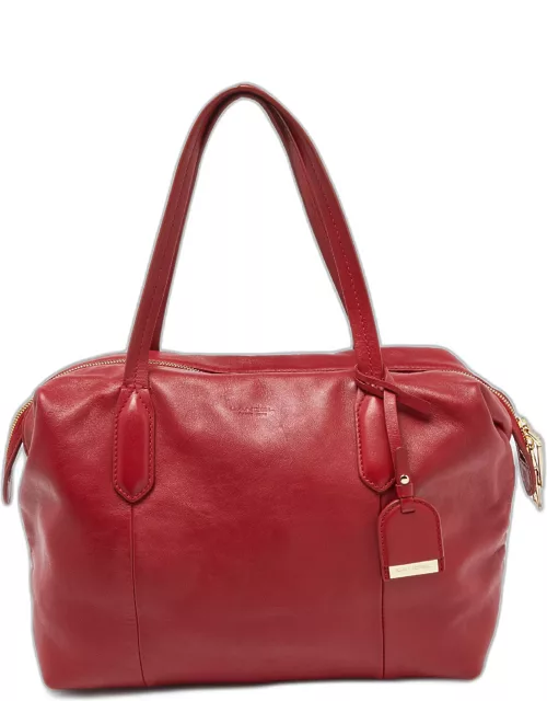 Lancel Red Leather Top Zip Bag