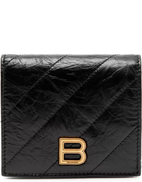 Balenciaga Crush Crinkled Leather Wallet - Black