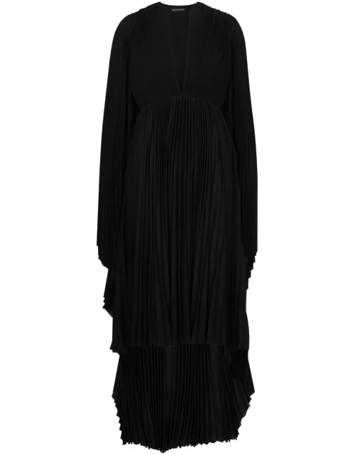 Balenciaga Cape-effect Plissé Dress - Black - 38 (UK10 / S)
