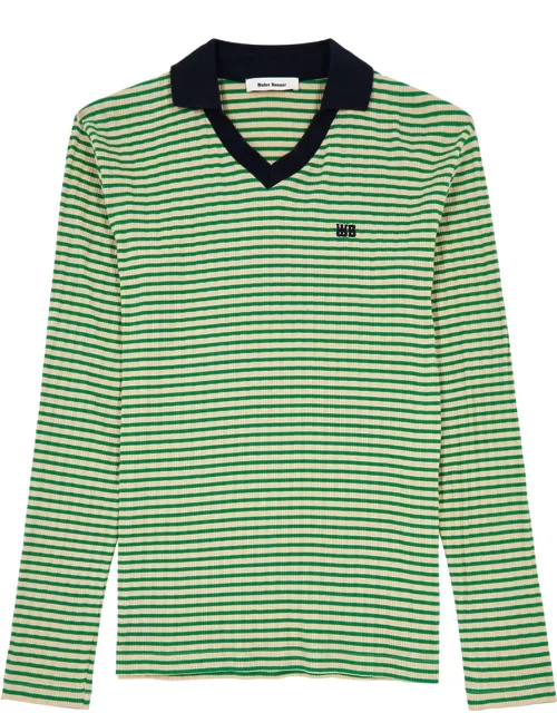 Wales Bonner Sonic Striped Stretch-cotton Polo Shirt - Green