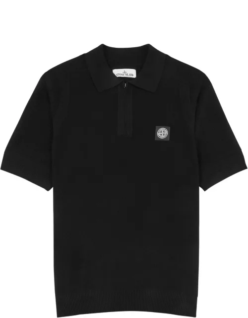 Stone Island Panelled Cotton Polo Shirt - Black