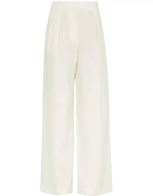 The Row Antone Wide-leg Linen Trousers - Off White - 8 (UK12 / M)