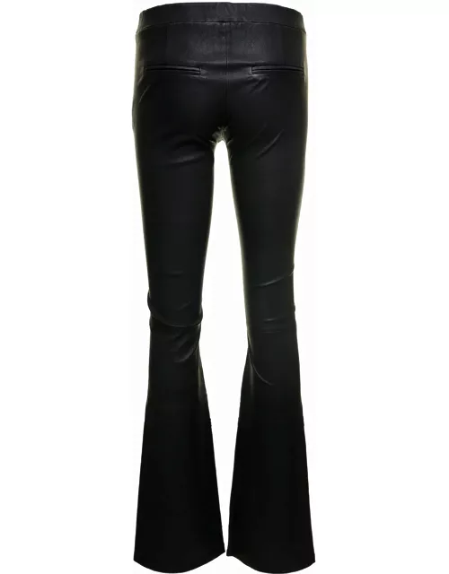 ARMA Black izzy Pants With Branded Button Fastening In Leather Woman