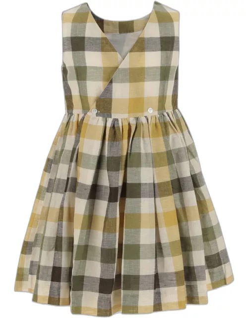 Bonpoint Linen And Cotton Dress With Check Pattern