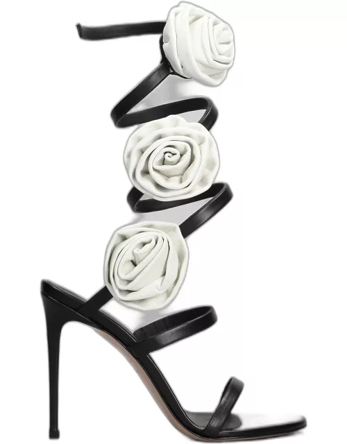 Le Silla Rose Sandals In Black Leather