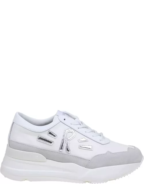 Ruco Line White And Silver Leather Sneaker