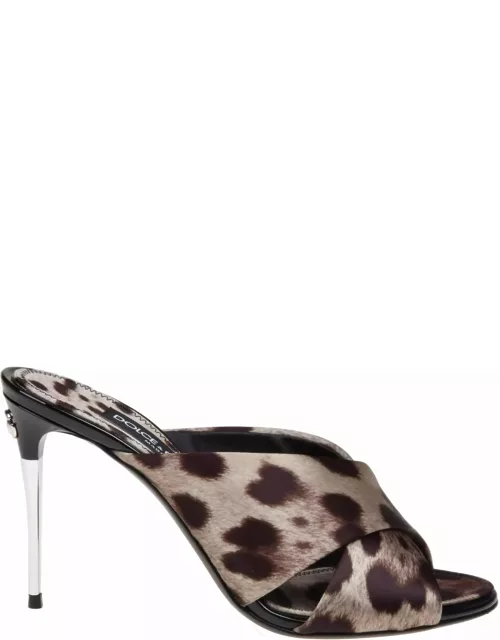 Dolce & Gabbana Keira Sandals In Satin With Spotted Print