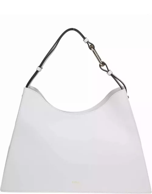 Furla Nuvola Shoulder Bag In Marshmallow Color Leather