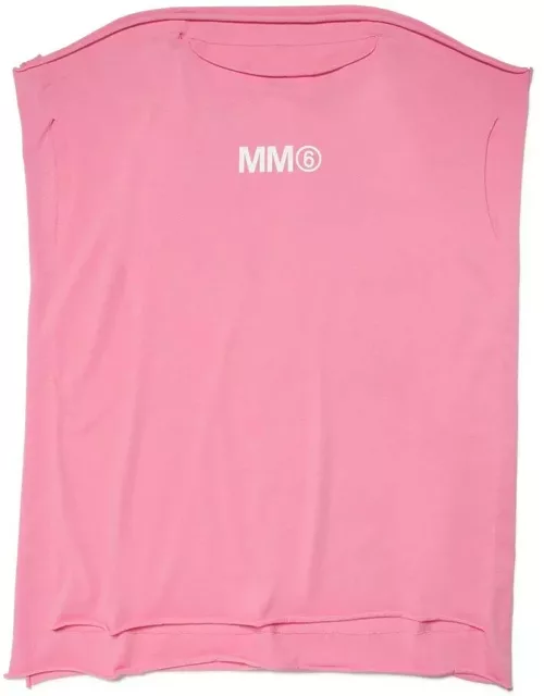 MM6 Maison Margiela Logo Printed Rolled Trim Tank Top