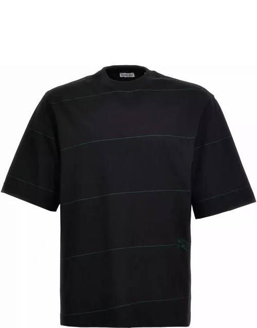 Burberry Logo Embroidery Striped T-shirt