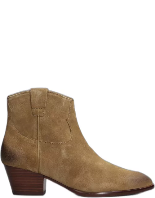 Ash Fame Texan Ankle Boots In Brown Suede