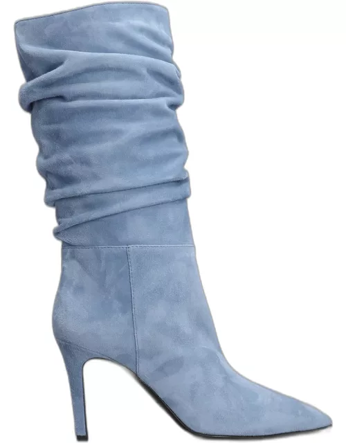 Via Roma 15 High Heels Boots In Cyan Suede