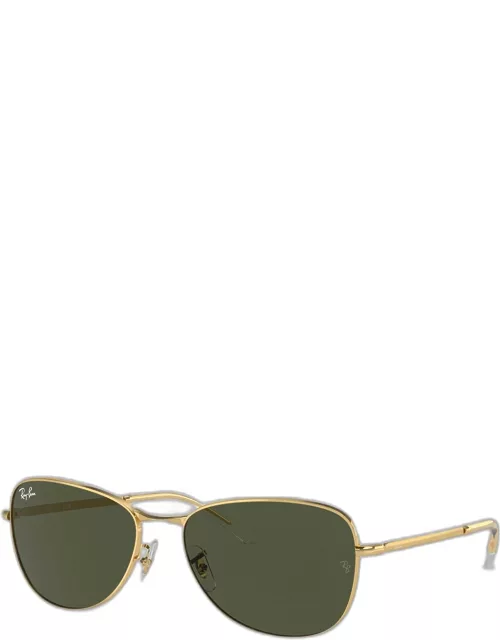 Sleek Metal Aviator Sunglasses, 56m
