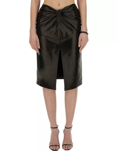 saint laurent leather pencil skirt