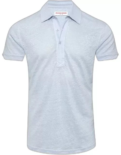 Sebastian Linen - Tailored Fit Linen Polo Shirt In Soft Blue