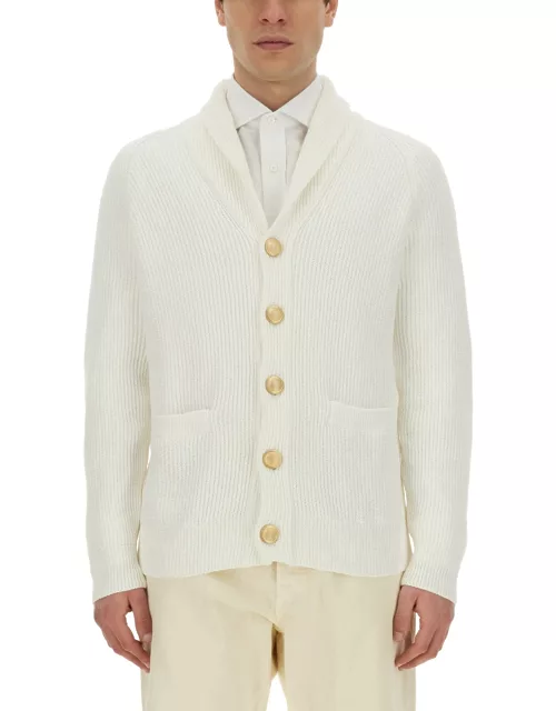 brunello cucinelli cardigan with logoed button