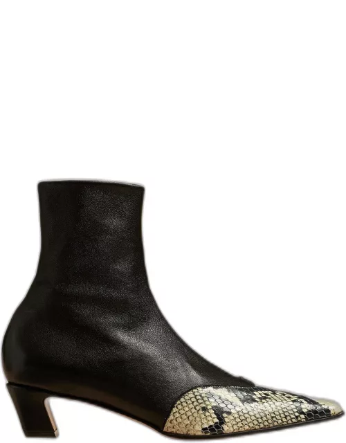 Dallas Mixed Leather Ankle Boot