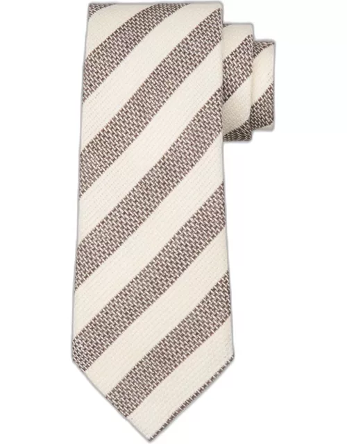 Men's Linen-Silk Stripe Jacquard Tie