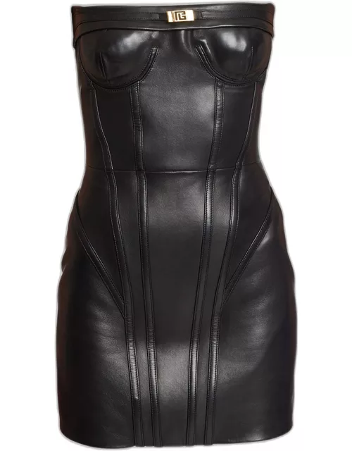 Leather Bustier Mini Dres