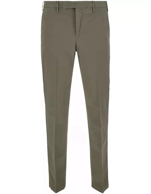 PT01 Sartorial Slim Fit Grey Trousers In Cotton Blend Man