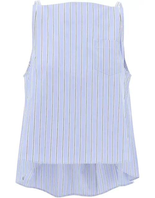 SACAI striped sleeveless top in poplin
