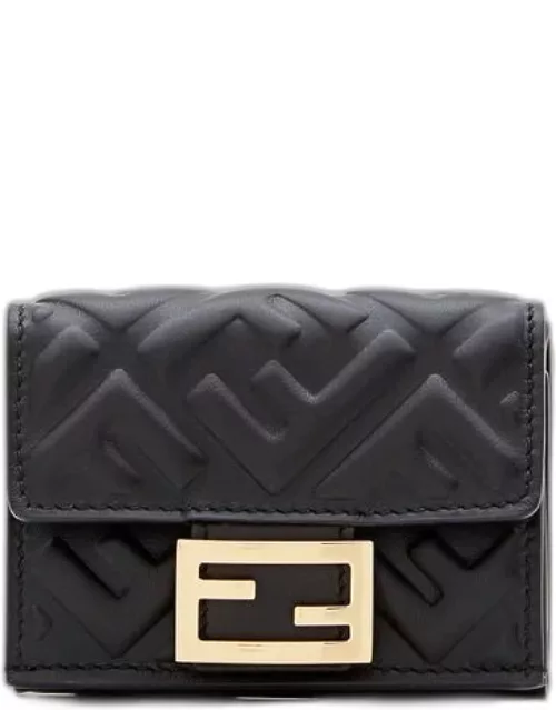 Fendi Micro Trifold Leather Wallet Black TU