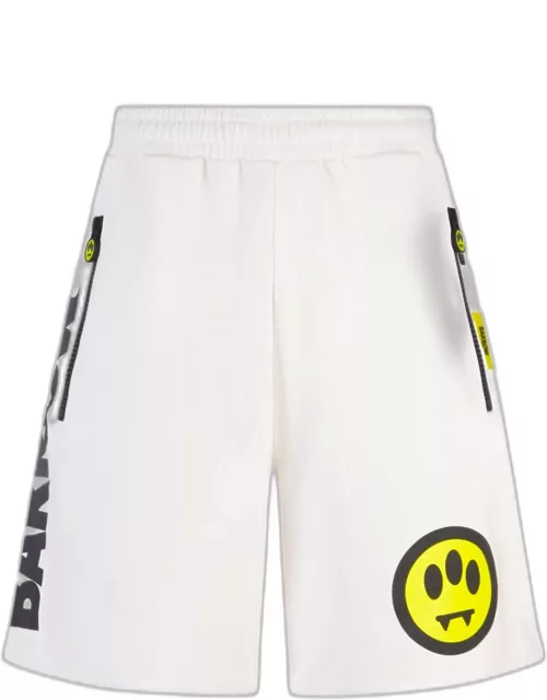 Barrow White Bermuda Shorts With Contrast Lettering Logo