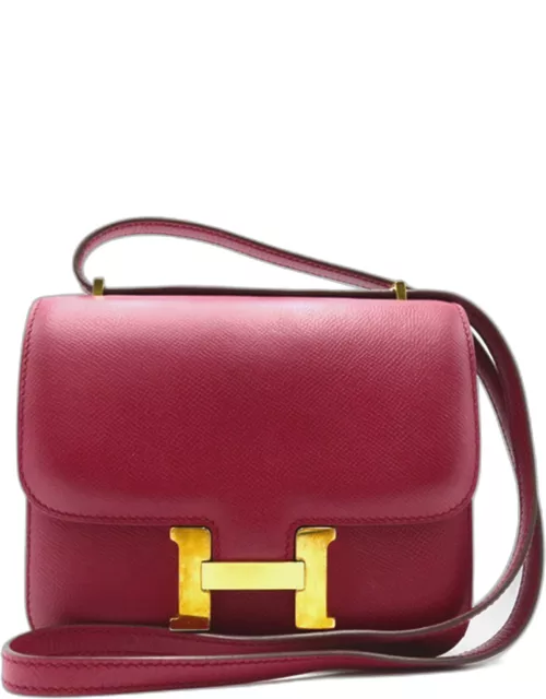 Hermes Burgundy Epsom Leather Mini Constance 18 Shoulder Bag